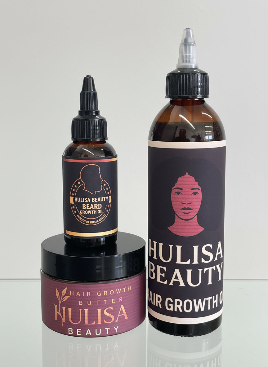 Hulisa Beauty Hair & Beard Growth Combo Set – Natural Oils & Butter for Fast Hair Growth